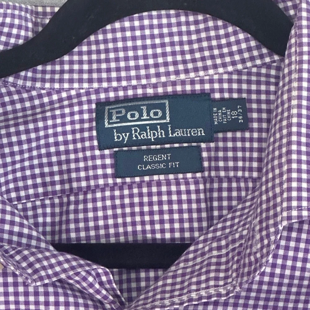 Polo Ralph Lauren Regent Classic Fit Gingham‎ Dress Shirt Mens 18 36/37 Purple